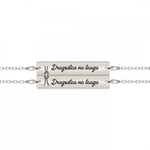 Set bratari argint cuplu tablite 30 mm (2 bucati incluse) - personalizate cu text